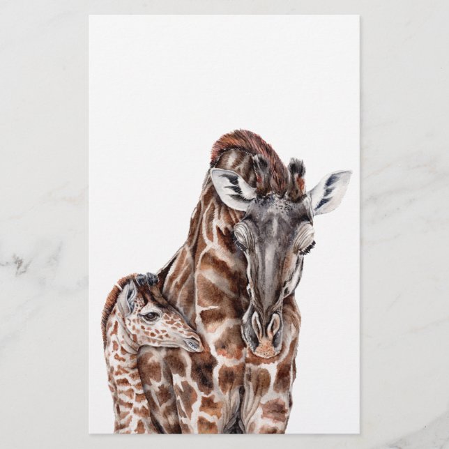 Mutter Giraffe mit Baby Giraffe Briefpapier (Vorderseite)
