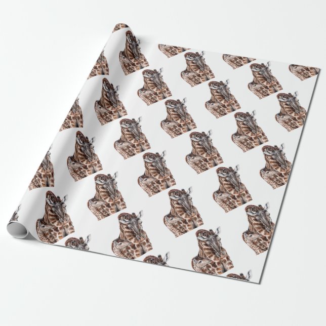 Mutter Giraffe mit Baby Giraffe Geschenkpapier (Ungerollt)