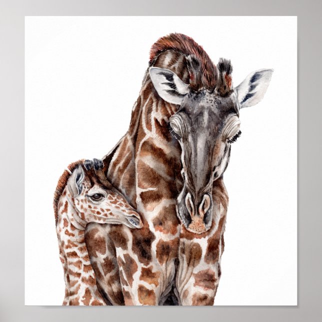 Mutter Giraffe mit Baby Giraffe Poster (Vorne)