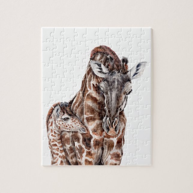 Mutter-Giraffe mit Baby-Giraffe Puzzle (Vertikal)