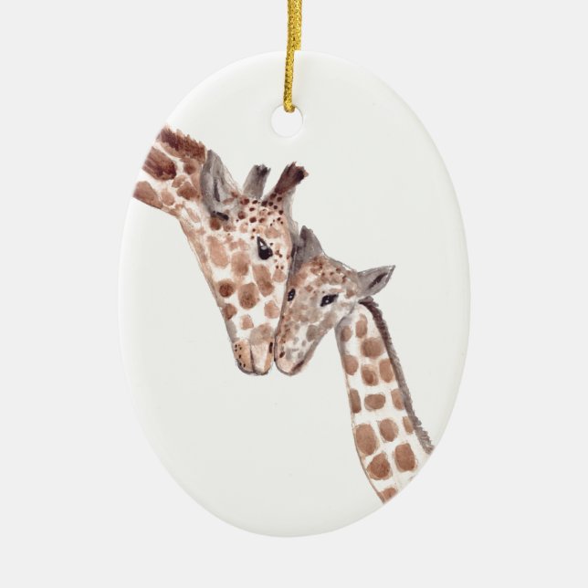 Mutter Giraffe mit Baby Safari Tierwelt Keramik Ornament (Vorne)