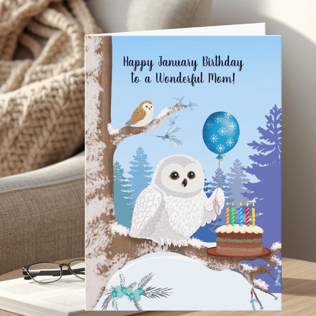 Mutter Glücklicher Januar Geburtstag Schneeeule Karte (Von Creator hochgeladen)