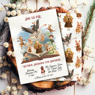 Mutter Goose verzaubert Storybook Geburtstagsparty Einladung