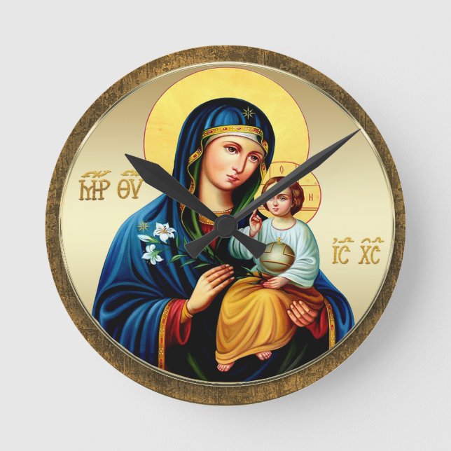 Mutter Gottes, Jungfrau Maria Runde Wanduhr (Vorderseite)