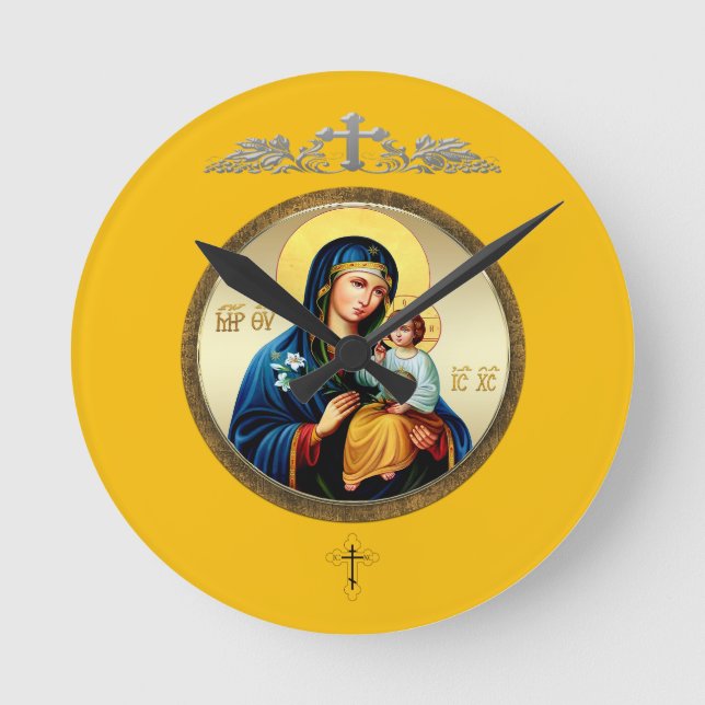 Mutter Gottes Runde Wanduhr (Vorderseite)
