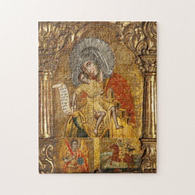 Mutter Gottes Theotokos und Christ-Kind-Symbol Puzzle (Vertikal)