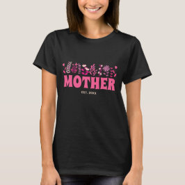 Mutter Groovy Blume Vintag Rosa Blütenbraun T-Shirt
