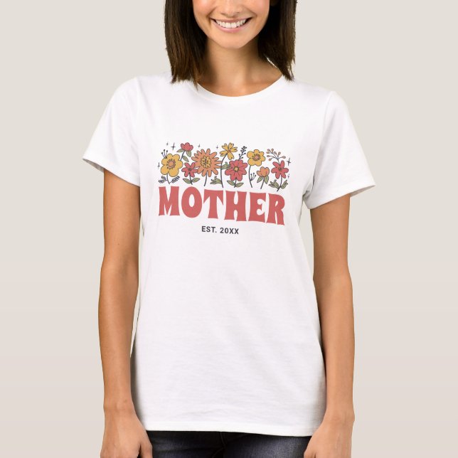 Mutter Groovy Blume Vintager Muttertag T-Shirt (Vorderseite)