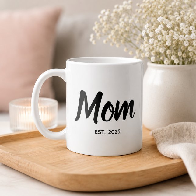 Mutter gründete Black Script Custom Jahr Kaffeetasse (Add Year(s) to customize.   )