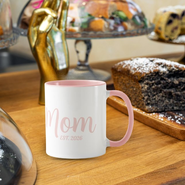 Mutter gründete neue Muttergeschenk Tasse (Mom Established New Mom since simple minimal script font mom mum for her first time)