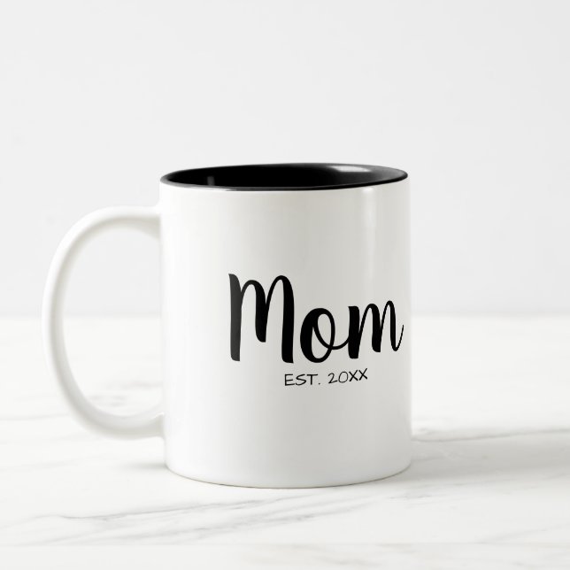 Mutter Gründung Jahr Chic Script Design Zweifarbige Tasse (Links)