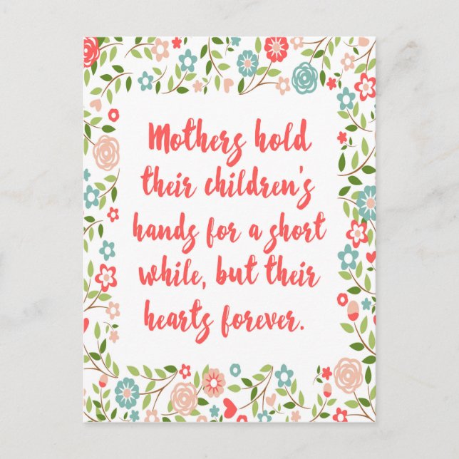 Mütter halten ihren Kindern Zitat Postkarte (Vorderseite)