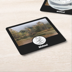 Mutter Hen Nesting Name Tag Egg Foto Rechteckiger Pappuntersetzer