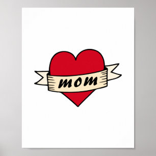 Mutter-Herz-Tattoo Poster