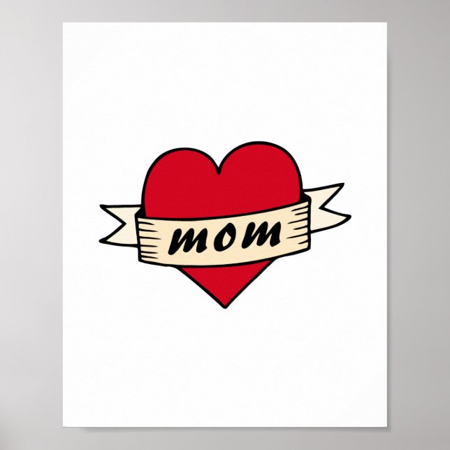 Mutter-Herz-Tattoo Poster (Vorne)