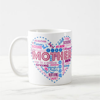 Mutter-Herz-Wort-Kunst-Tasse Tasse