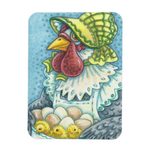 MUTTER HUHN, EIER UND KÜKEN - HÜHNER MAGNET