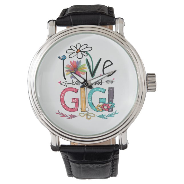 Mutter I Liebe wird als Gigi Sonnenblume Geburtsta Armbanduhr (Vorderseite)