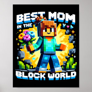 Mutter im Blockwelt-Pixel-Gaming-Muttertag Poster