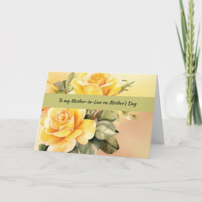 Mutter im Gesetz über Mütter Gelbe Rosen Karte (Vorderseite)