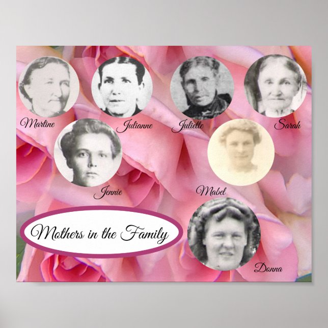 Mütter in der Familie Foto rosa Rosen Poster (Vorne)