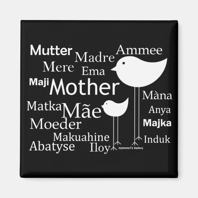 Mutter in verschiedenen Sprachen Magnet (Vorne)