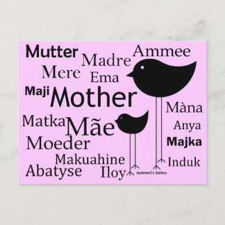 Mutter in verschiedenen Sprachen Postkarte