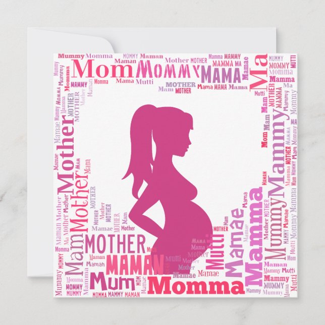 Mutter in vielen Sprachen einlädt Babydusche Einladung (Vorderseite)