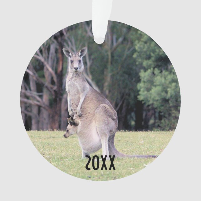 Mutter Kangaroo mit Baby Joey in ihrem Beutel Ornament (Vorderseite)