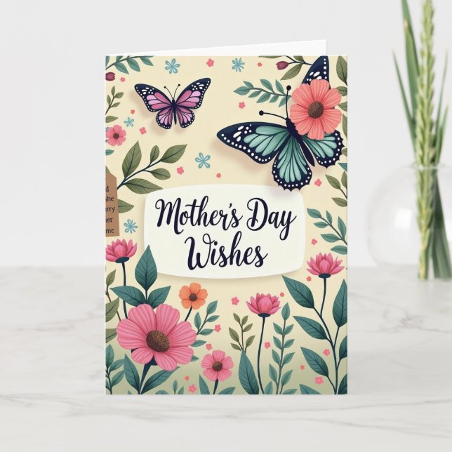 Mutter-Karte mit rosa Schmetterling Karte (Vorderseite)