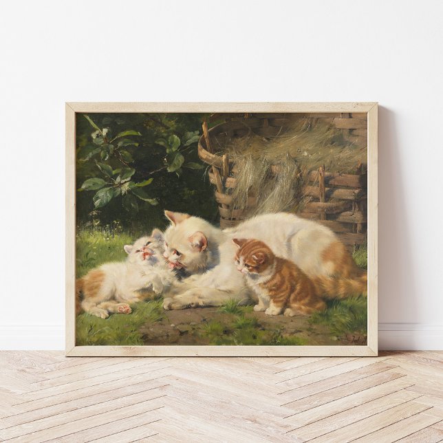 Mutter Katze mit Kätzchen | Julius Adam the Younge Poster (Von Creator hochgeladen)