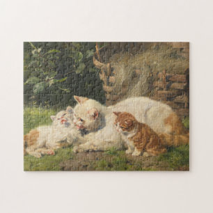 Mutter Katze mit Kätzchen Julius Adam the Younge Puzzle