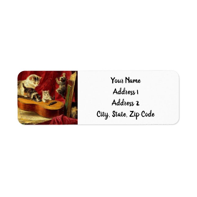 Mutter Katze und Kätzchen spielen mit Gitarre (Vorne)