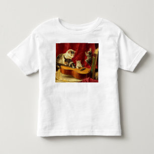 Mutter Katze und Kätzchen spielen mit Gitarre Kleinkind T-shirt