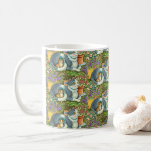 MUTTER KATZE UND KÜCHE, BLUME, BOWS & PLATZ KAFFEETASSE