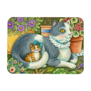 MUTTER KATZE UND KÜCHE, BLUME, BOWS & PLATZ MAGNET