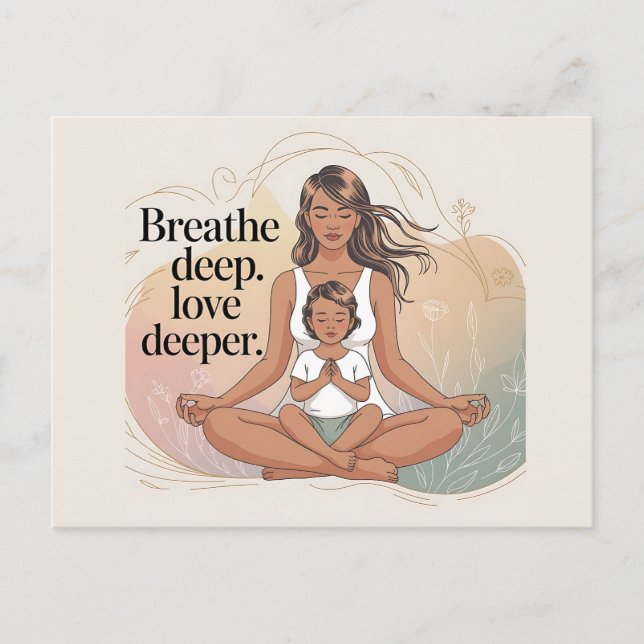 Mutter-Kind-Achtsamkeitsmeditationskunst Postkarte (Vorderseite)