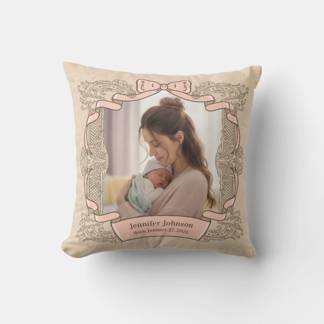 Mutter & Kind Vintage Kokette Rosa Rahmen Kissen (Vorderseite)