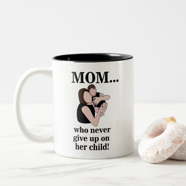 Mutter Kind werdende Mutter  Zweifarbige Tasse (Mit Donut)