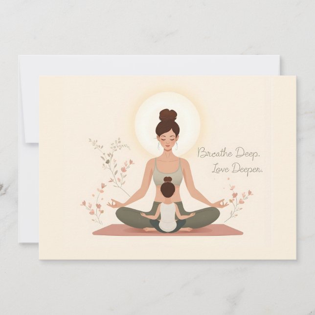 Mutter-Kind-Yoga-Meditationskunst Feiertagskarte (Vorderseite)