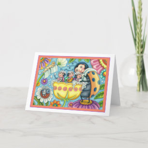 MUTTER LADYBUG & KINDER, TULIP BUBBLE BAD Leere Karte