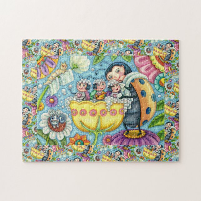 MUTTER LADYBUG & KINDER, TULIP BUBBLE BAD PUZZLE (Horizontal)