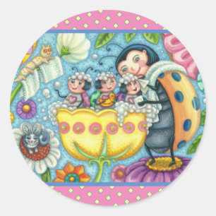 MUTTER LADYBUG & KINDER, TULIP TUB BUBBLE BAD RUNDER AUFKLEBER
