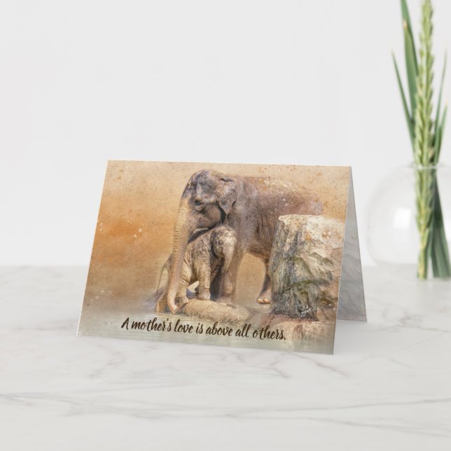 Mutter Liebe Baby Elephant umarmt Mutter Day Blank Karte (Vorderseite)