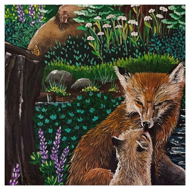 Mutter Liebe Fox Fabric Stoff (Muster)