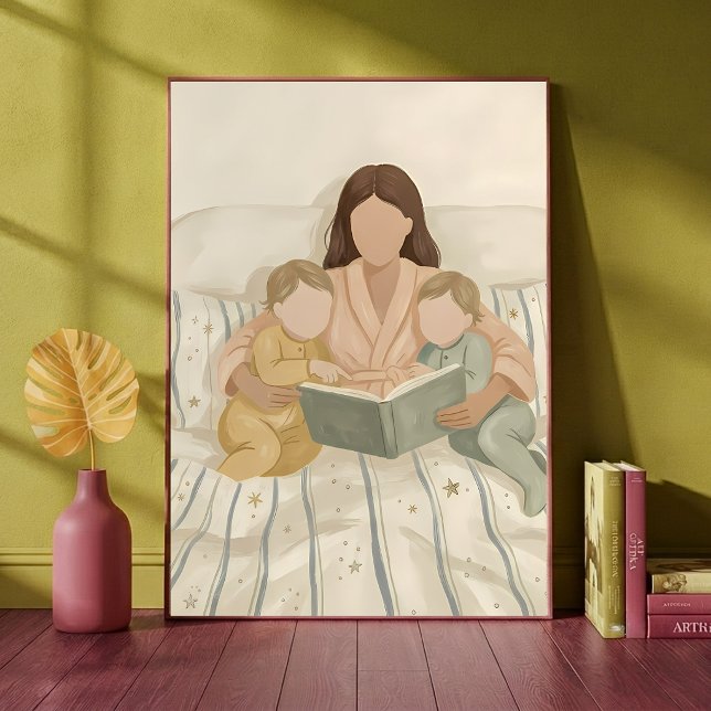Mutter liest Kindern eine Gutenachtgeschichte vor  Poster (Von Creator hochgeladen)