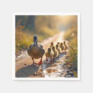 Mutter Mallard Duck mit Ducklings Serviette