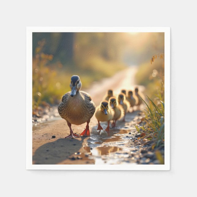 Mutter Mallard Duck mit Ducklings Serviette (Vorderseite)