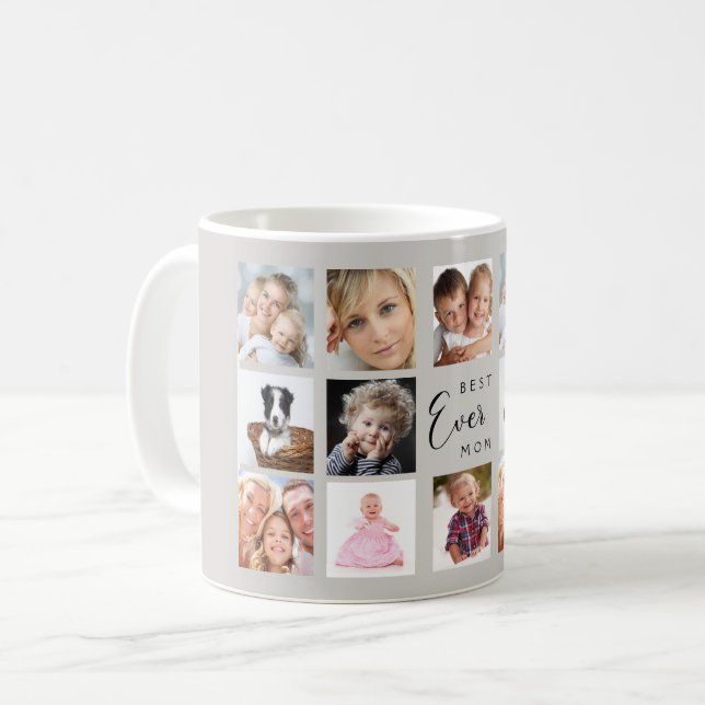 Mutter Mama Fotocollage grau Kaffeetasse (Vorderseite Links)