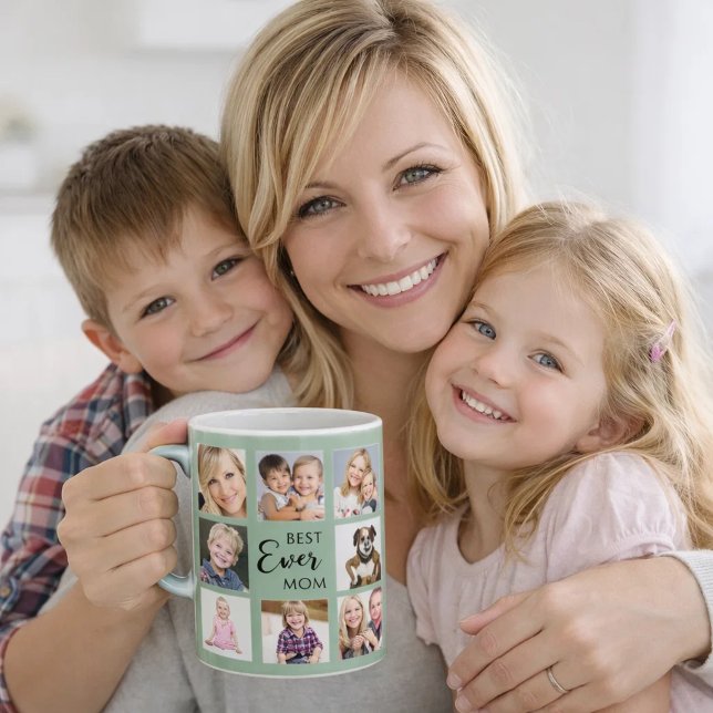 Mutter Mama Fotocollage salbeigrün Kaffeetasse (Von Creator hochgeladen)